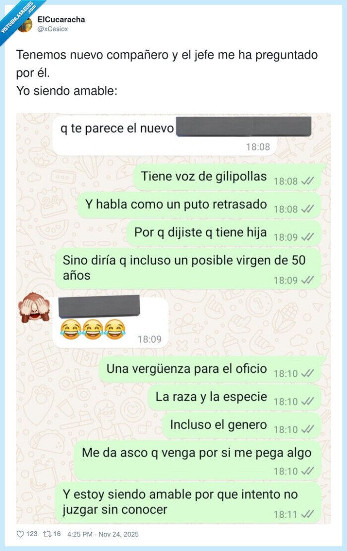 trabajo,comentario,nuevo,compañero,oficio