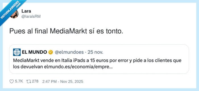 MediaMarkt,iPads,error,devoluciones,noticia