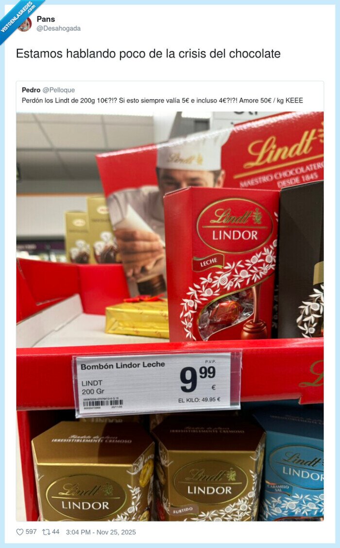 Lindt,chocolate,precios,crisis,Lindor