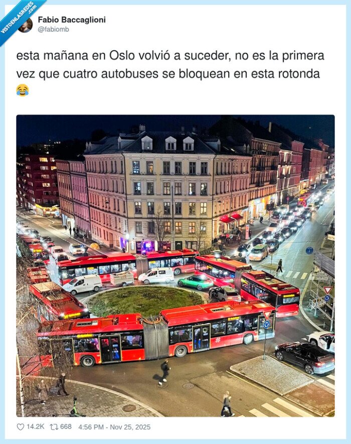 rotonda,autobuses,atascos,Oslo,tráfico