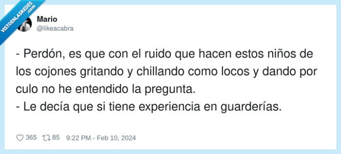 guardería,ruido,niños,trabajo,comentario
