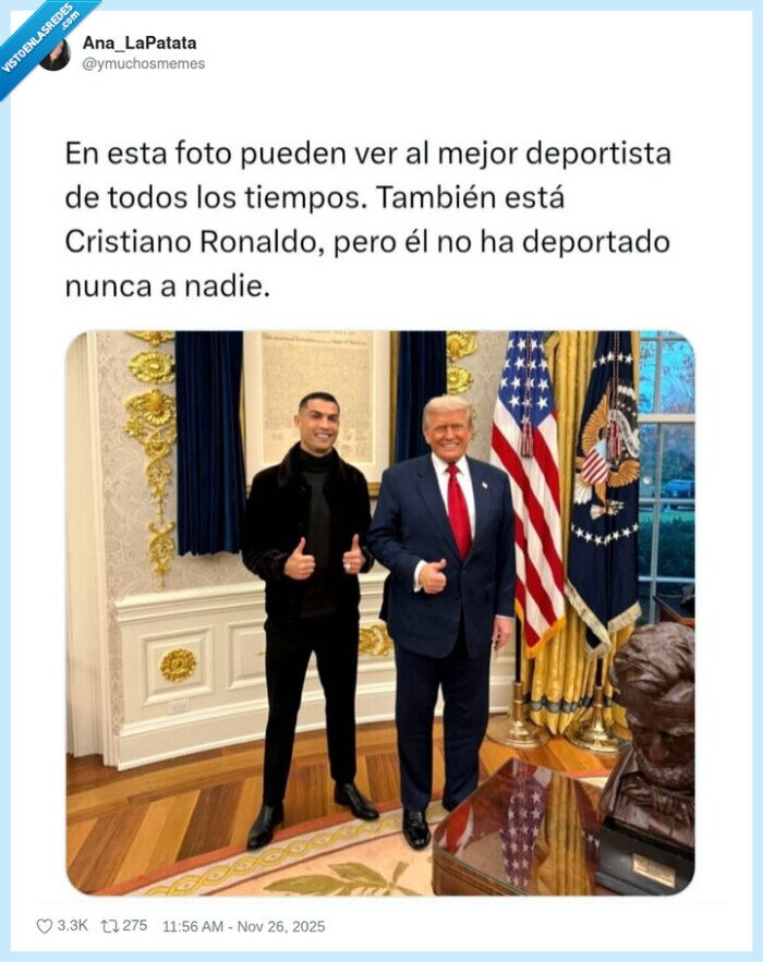 Cristiano Ronaldo,Donald Trump,Despacho Oval,deportista,deportación