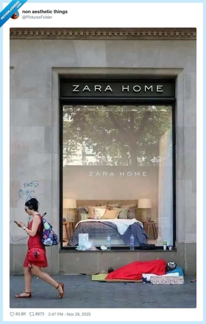 Zara Home,mendigo,calle,sintecho