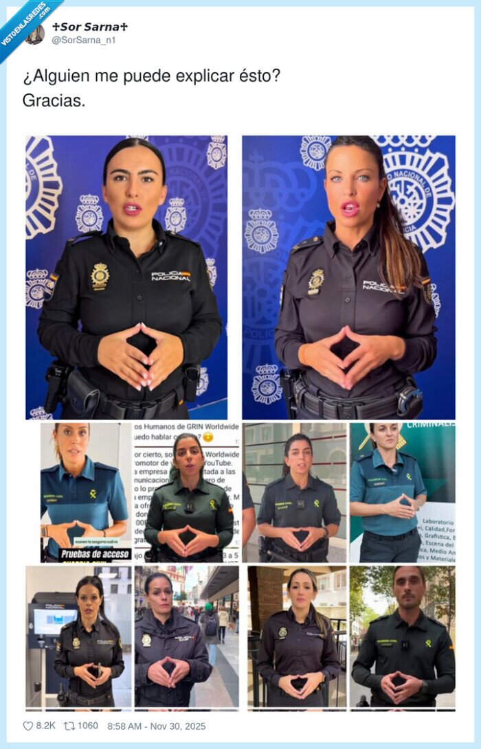 policía,gesto,corazón,uniforme,meme