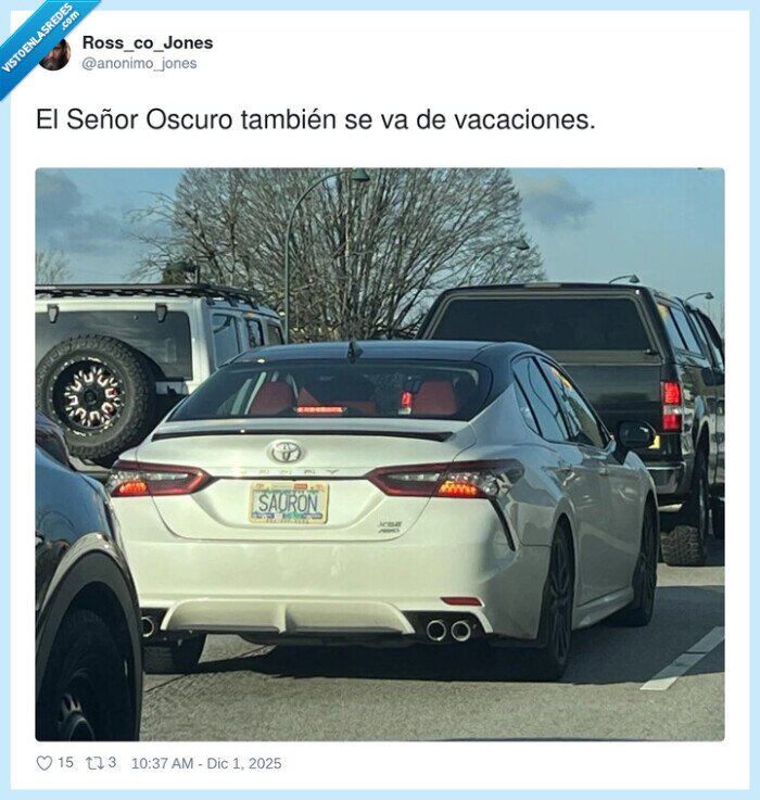 Sauron,coche,matrícula,viaje,troll