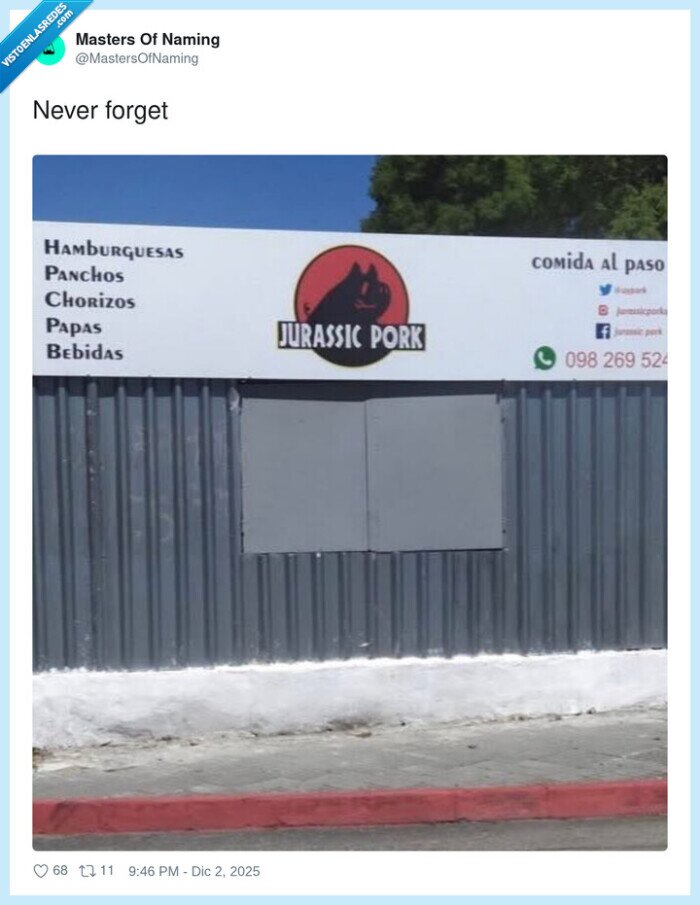 JurassicPork,Restaurante,Hamburguesas,ComidaAlPaso,NombreCreativo