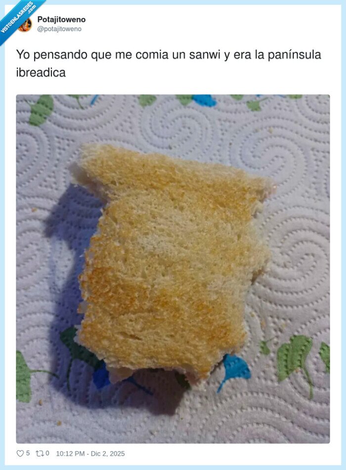 pan,sándwich,Ibérica,broma,geografía,península,comer,potajitoweno