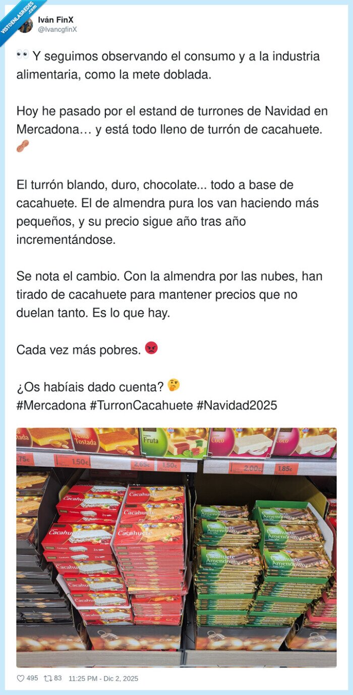 turrón,cacahuete,Mercadona,Navidad,alimentación