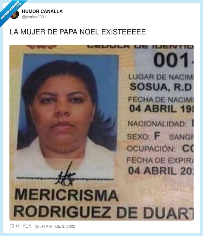 PapaNoel,Mujer,Cedula,Sosua,Rodriguez