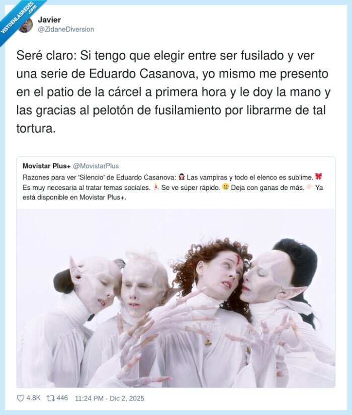 Eduardo Casanova,Silencio,vampiras,MovistarPlus,fusilamiento