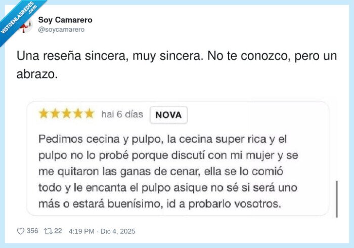 reseña,comida,disputa,abrazo