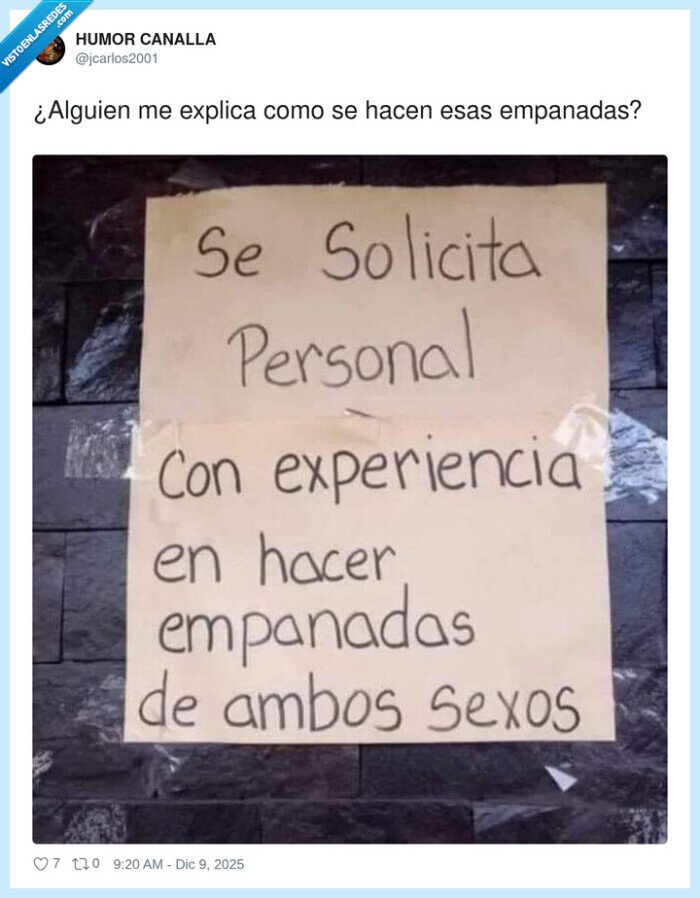 empanadas,oferta,trabajo,ambossexos