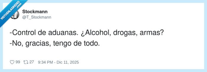 aduanas,alcohol,drogas,armas,rechazo