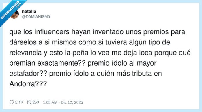 influencers,premios,relevancia,estafador,Andorra