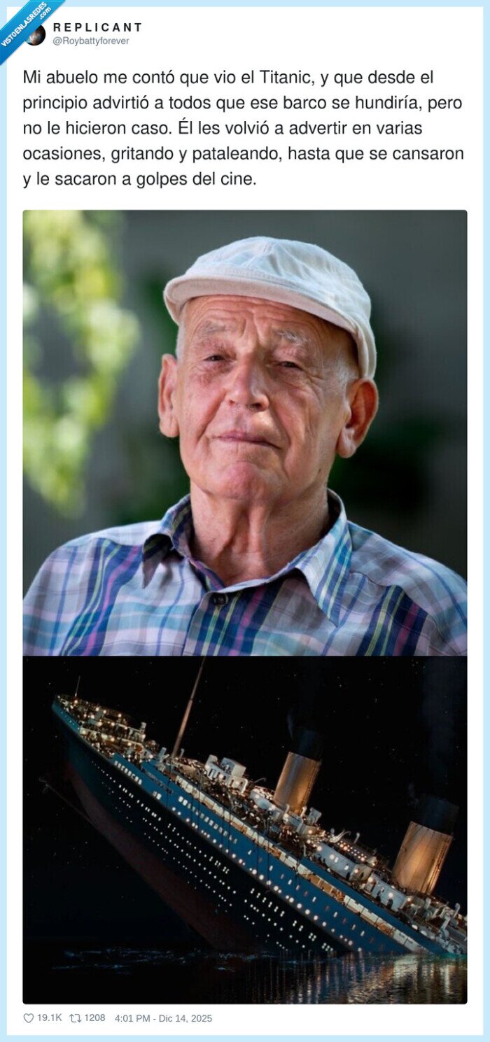 Titanic,abuelo,cine,advertencia,hundimiento