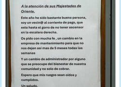 Enlace a Carta a los reyes magos con indirecta muy directa al administrador de las fincas