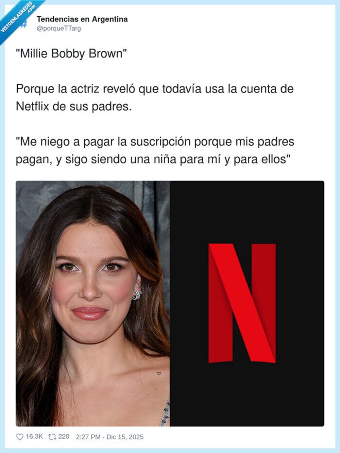 MillieBobbyBrown,Netflix,cuenta,padres,ni&ntilde;a