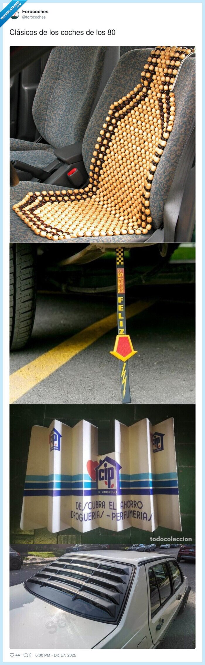 coches80,asientoconperlas,pulseraauto,parabrisas,papelpublicitario