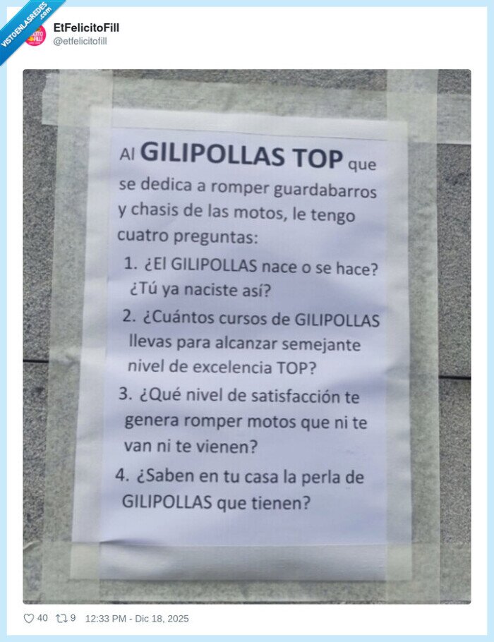 motos,cuestionario,vandalismo,reto