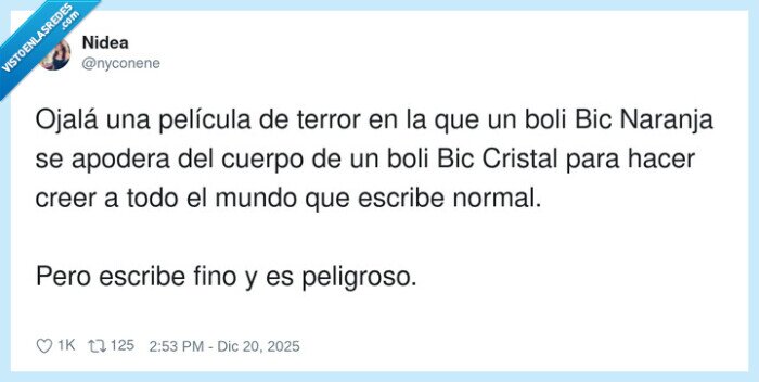 BicNaranja,BicCristal,peliculaterror,escritura,peligro