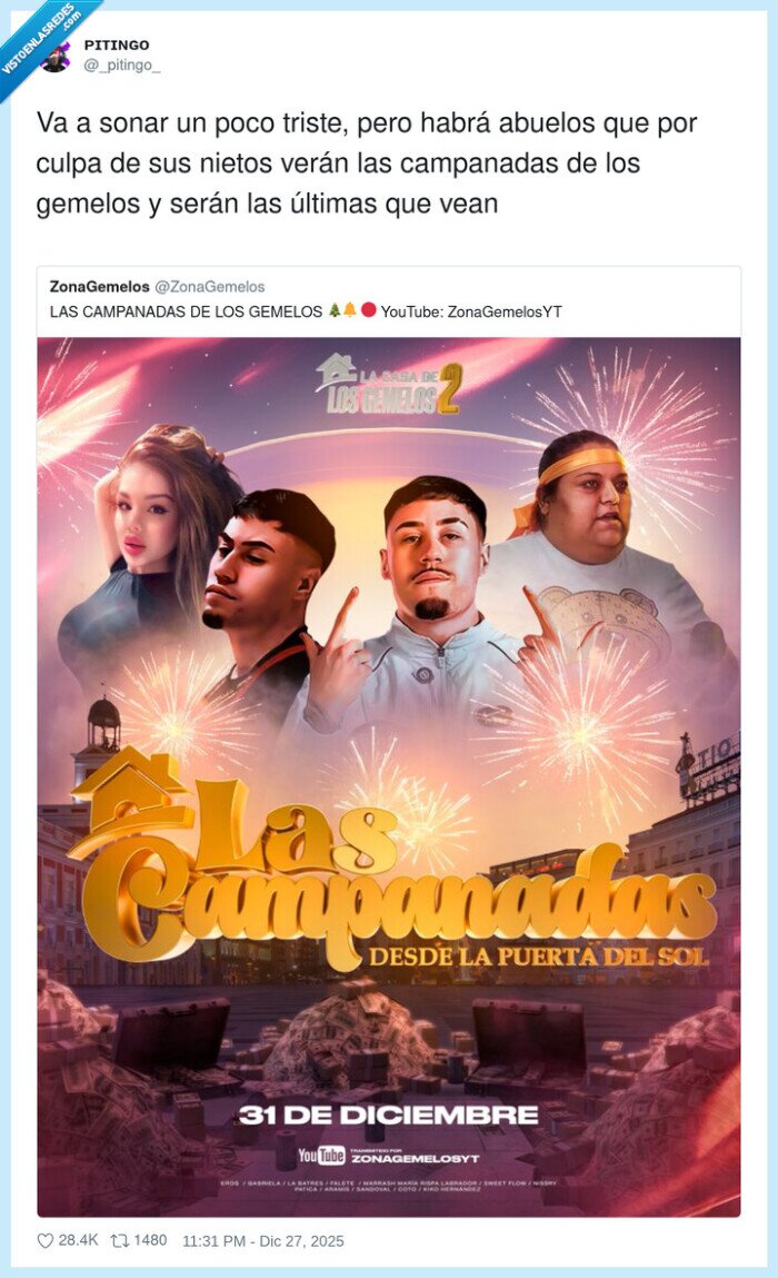 campanadas,zonagemelos,triste,abuelos,gemelos,nietos