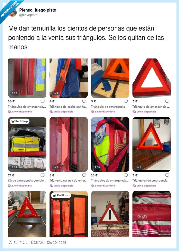 tri&aacute;ngulos,emergencia,venta,coche