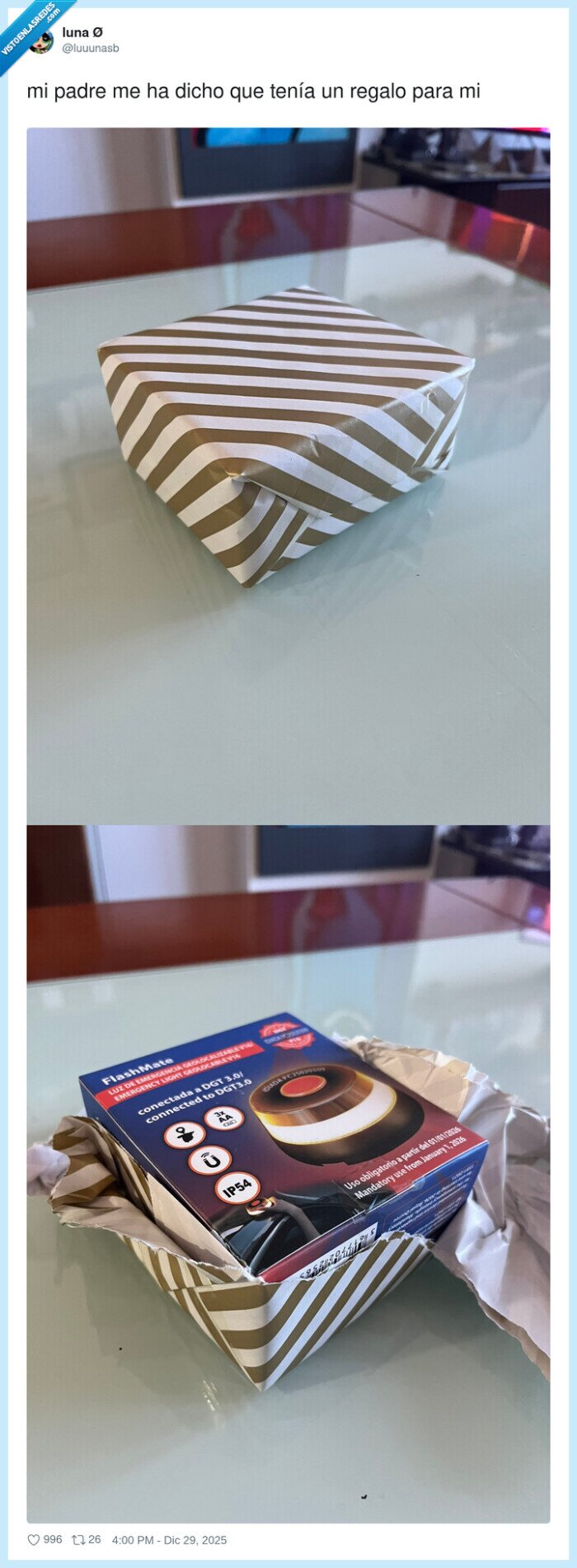 regalo,emergencia,broma,padre,FlashMate