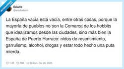 Enlace a Yo idealizando el pueblo: La Comarca. El pueblo real: Puerto Hurraco con cobertura 3G
