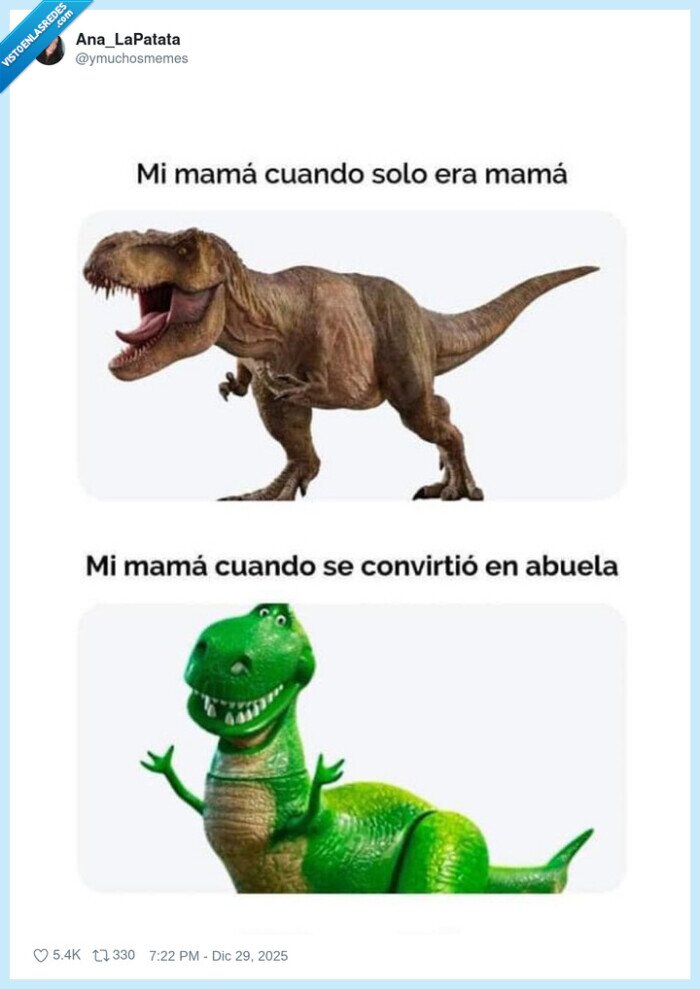 mam&aacute;,abuela,dinosaurio,cambios,familia