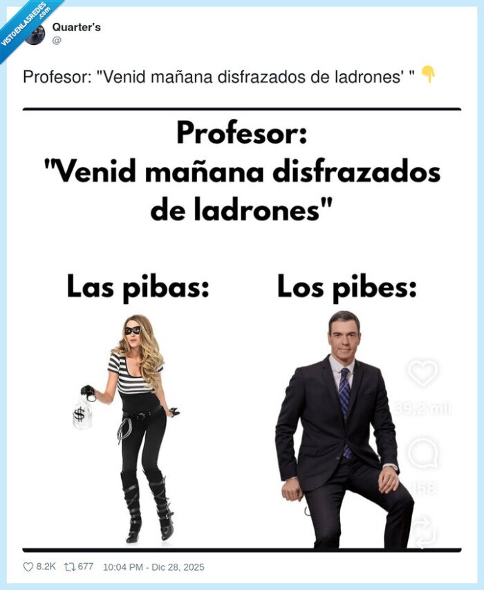 disfraz,ladrones,profesor,alumnos,broma,pedro sanchez