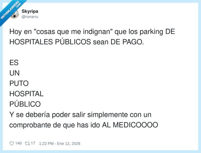 1712251 - La sanidad es pública, pero el coche entra en la privada, por @ronarru