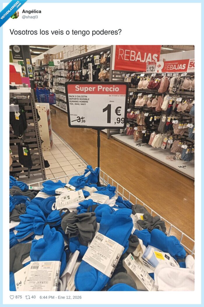 1712257 - Pone ‘calcetín invisible’ y se ve hasta el IVA, normal que dude si tiene poderes, por @shaqt3