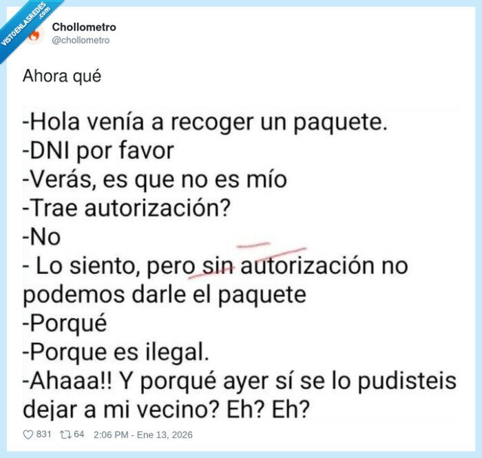 paquete,autorizaci&oacute;n,ilegal,vecino,recogida