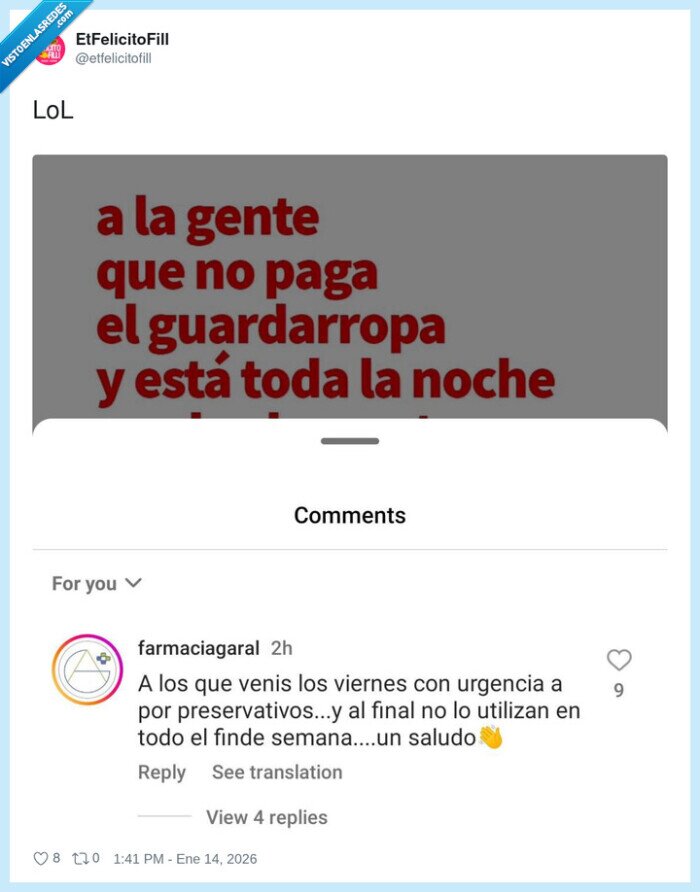 guardarropa,preservativos,viernes,noche,saludo