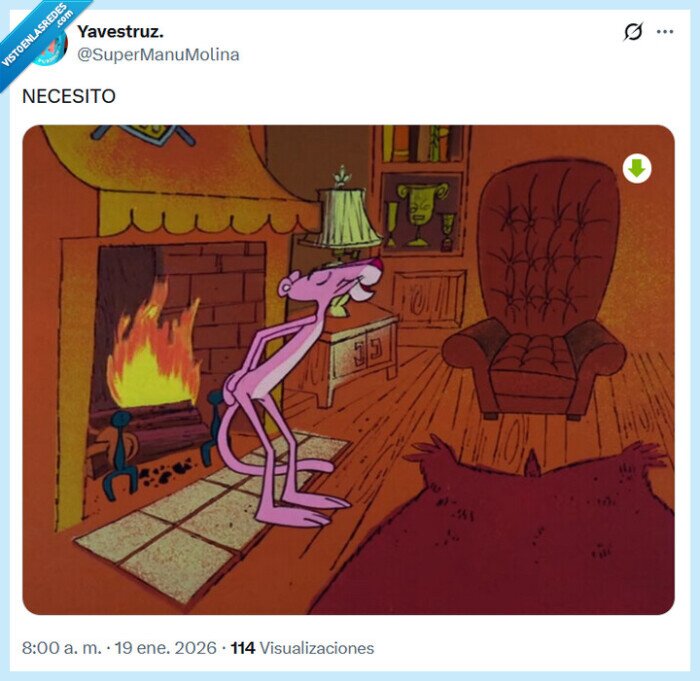 pantera rosa,chimenea,fr&iacute;o