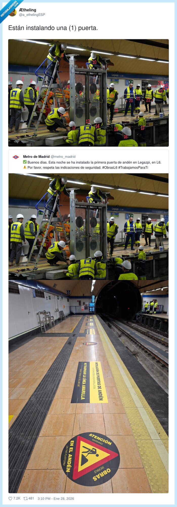 puerta,metro,obras,Legazpi,L6