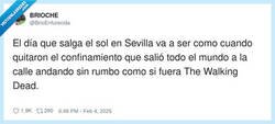 Enlace a En Sevilla el sol es como un ex tóxico: desaparece meses y cuando vuelve salimos todos a verla sin dignidad, por @BrioEnfurecida