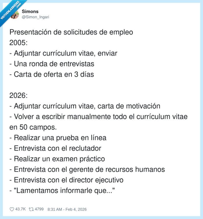 1714072 - Antes te contrataban; ahora te hacen el máster gratis y encima te descartan, por @Simon_Ingari