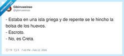 Enlace a Cuando te vas de viaje buscando paz y vuelves con Creta hinchada, por @gibirruweinao