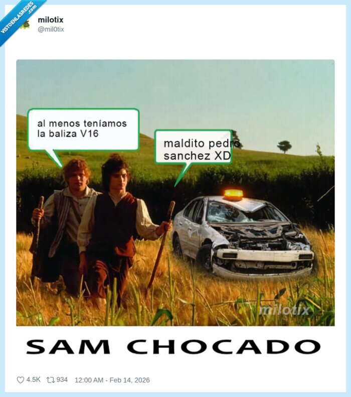 baliza,pedro,sanchez,coche,chocado,sam va lentin