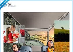 Enlace a San Valentín: unos mirando el paisaje y otros el muro de carga, por @Redsfusion