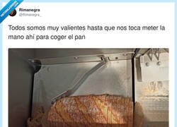 Enlace a La valentía dura lo que tardas en ver la cuchilla esa y pensar: hoy no como pan, por @Rimanegra_