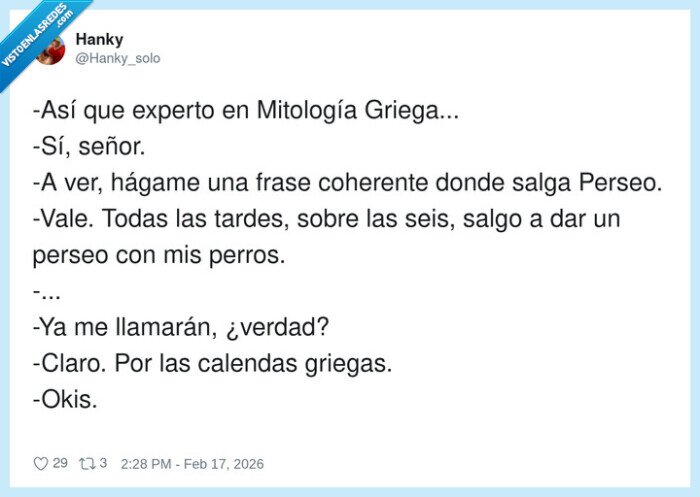 mitolog&iacute;a,entrevista,Perseo,paseo,calendas