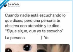 Enlace a Me das la mínima atención y ya estoy contando mi vida entera, por @ymuchosmemes