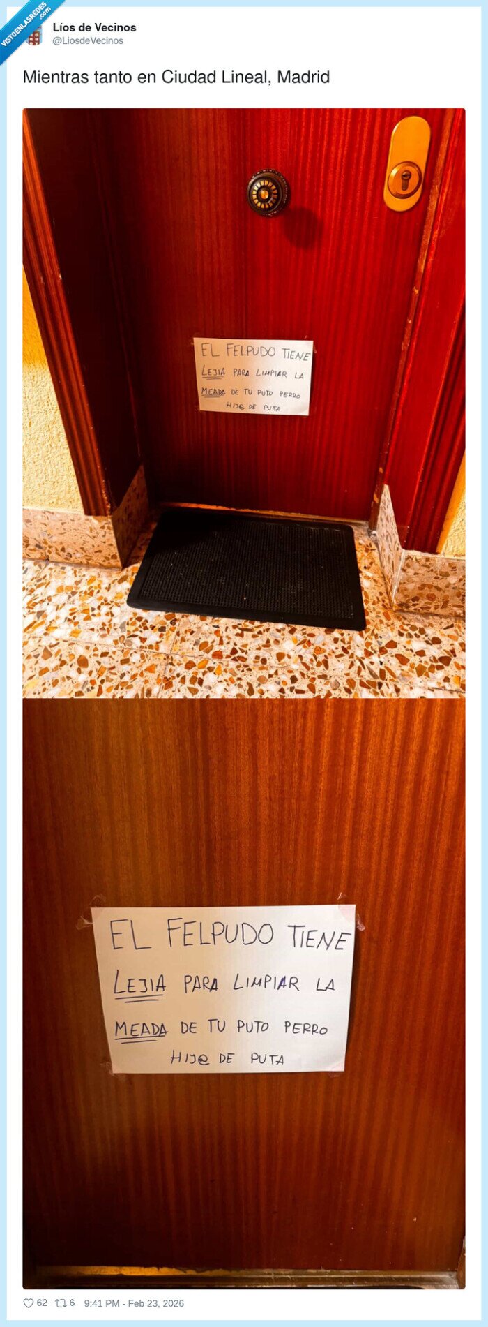 madrid,puerta,lejia,meada,felpudo