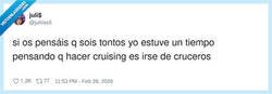Enlace a Yo pensando que el cruising era con buffet libre y toalla doblada en forma de cisne, por @juliiiss5
