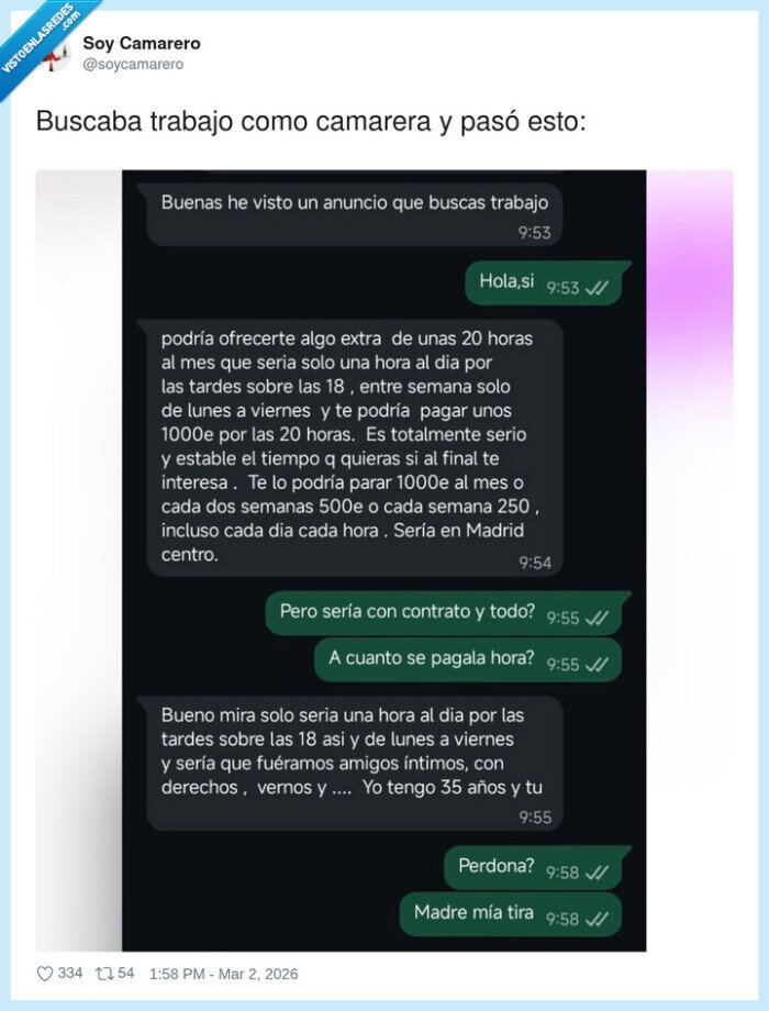 camarera,whatsapp,trabajo,acoso,Madrid