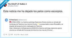Enlace a Se retira la del horóscopo y ahora quién me va a echar la culpa a Mercurio, ¿mi terapeuta?, por @iSaBeLIiFaKe1