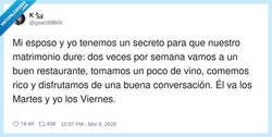 Enlace a La clave del matrimonio: compartir agenda… pero no mesa, por @goatz88800