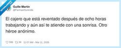 Enlace a Ocho horas reventado y aún te dice “que tenga buen día”... eso sí que es servicio público, por @Farmaenfurecida